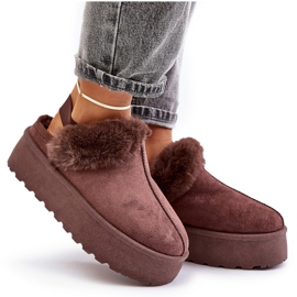 Pantuflas Mujer Plataforma Con Pelo, Marrón Linaris 9