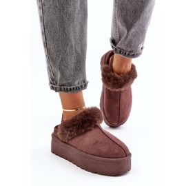 Pantuflas Mujer Plataforma Con Pelo, Marrón Linaris 2