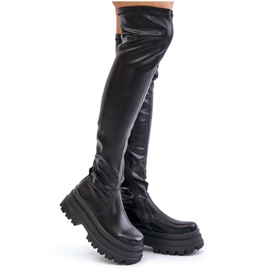 Botas por encima de la rodilla con plataforma enorme, negras de Zinera negro 10