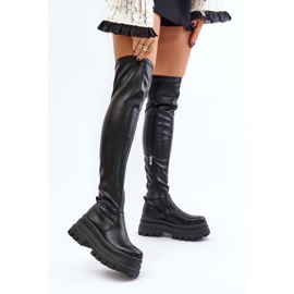 Botas por encima de la rodilla con plataforma enorme, negras de Zinera negro 2 Botas por encima de la rodilla con plataforma enorme, negras de Zinera negro 2