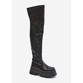 Botas por encima de la rodilla con plataforma enorme, negras de Zinera negro 4
