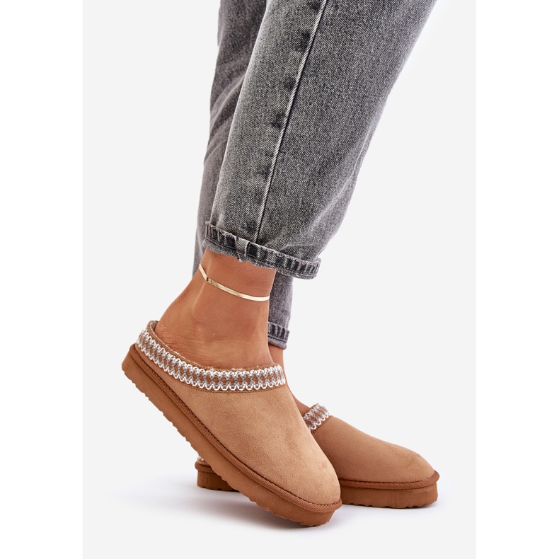 Zapatillas de Estar por casa Cómodas de Mujer con Bordado Inblu FX000021 Camel beige 1