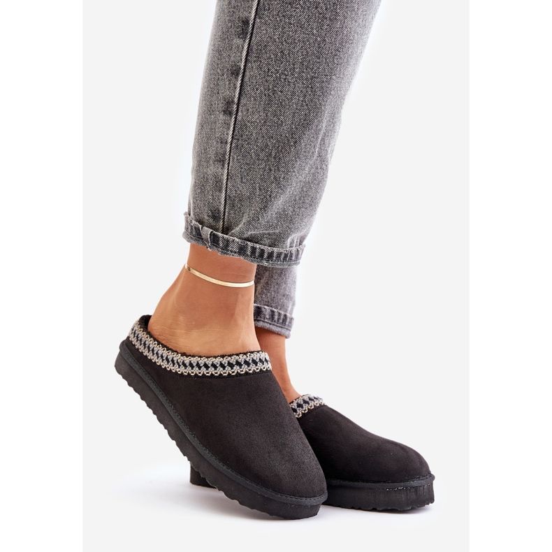 Zapatos de estar por casa cómodos Pantuflas de mujer con bordado Inblu FX000021 Negro 1