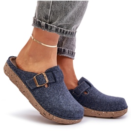 Pantuflas Mujer Comodas Con Hebilla Inblu ED000019 Azul Marino 8