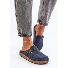Pantuflas Mujer Comodas Con Hebilla Inblu ED000019 Azul Marino 4