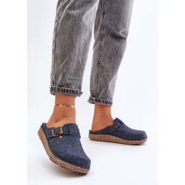 Pantuflas Mujer Comodas Con Hebilla Inblu ED000019 Azul Marino 3