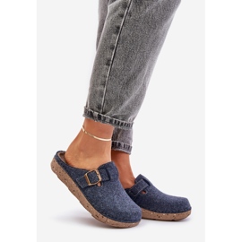 Pantuflas Mujer Comodas Con Hebilla Inblu ED000019 Azul Marino 1