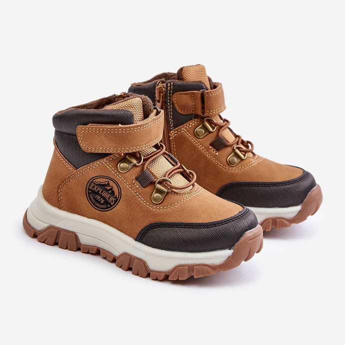 Botas de montaña de invierno para niños con aislamiento y cremallera Camel Temisha marrón 1