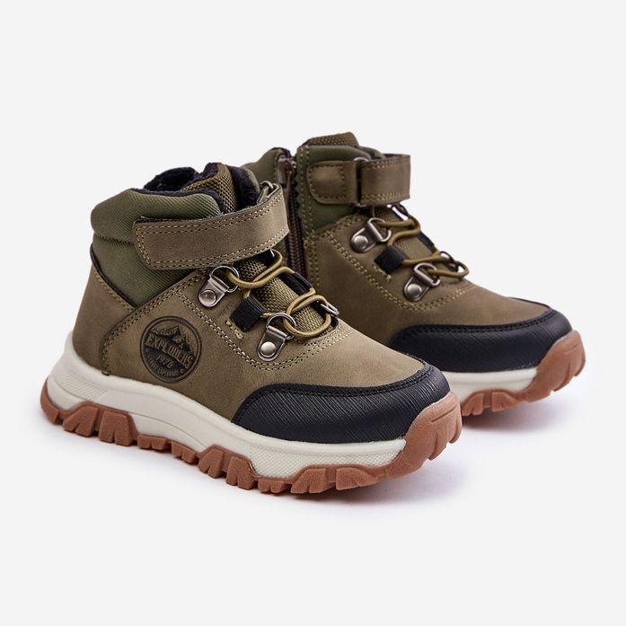 News Botas de montaña de invierno para niños con aislamiento y cremallera, verde oscuro Temisha 1