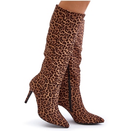 Botas marrones de tacón alto de leopardo Reanwenna marrón 10