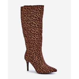 Botas marrones de tacón alto de leopardo Reanwenna marrón 4