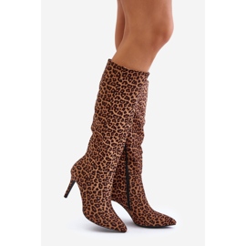 Botas marrones de tacón alto de leopardo Reanwenna marrón 1