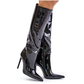 Botas aislantes de charol con tacón alto y hebilla, Tameliae negra negro 9