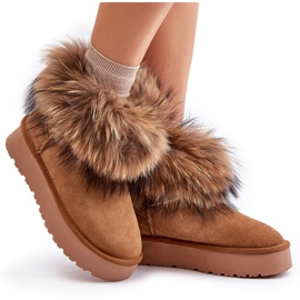 Botas de nieve con plataforma de piel y pelo Avirisa color camel marrón 17
