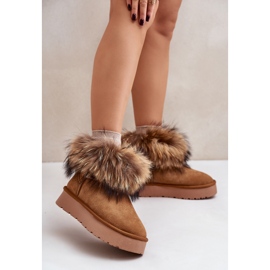 Botas de nieve con plataforma de piel y pelo Avirisa color camel marrón 10