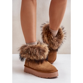 Botas de nieve con plataforma de piel y pelo Avirisa color camel marrón 12