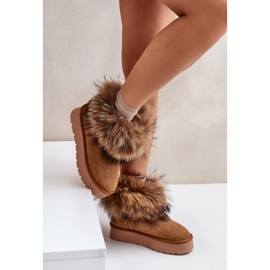 Botas de nieve con plataforma de piel y pelo Avirisa color camel marrón 13