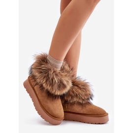 Botas de nieve con plataforma de piel y pelo Avirisa color camel marrón 1