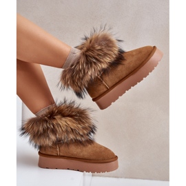 Botas de nieve con plataforma de piel y pelo Avirisa color camel marrón 2