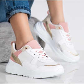 SHELOVET Zapatillas con estilo con malla blanco 2
