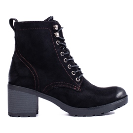 W. Potocki Botines de mujer con cordones Potocki de ante ecológico negro 1