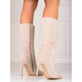 Botas de tacón mujer beige 1 Botas de tacón mujer beige 1