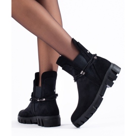Botines Chelsea de mujer negros con plataforma Vinceza fabricados en ante ecológico 1