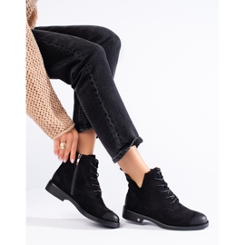 W. Potocki Botines Potocki de ante negro con cordones 3