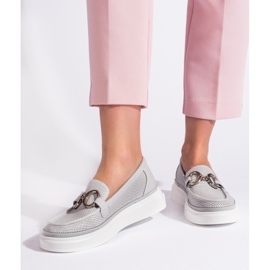 Goodin Mocasines de mujer calados grises 4