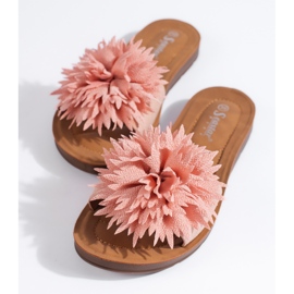 Chanclas de mujer rosa con flor. rosado 4