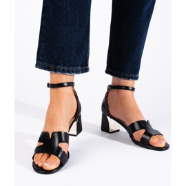 Sandalias negras de tacón bajo negro 1