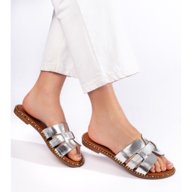 Chanclas de mujer plateadas. plata 1 Chanclas de mujer plateadas. plata 1