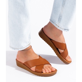 Chanclas plataforma mujer marrón 4
