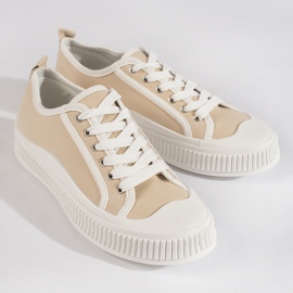 Deportivas plataforma mujer beige 1