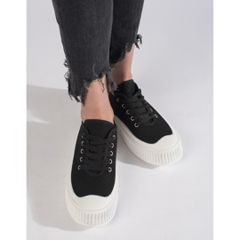 Zapatillas de mujer con plataforma y cordones, negro 4