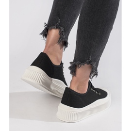 Zapatillas de mujer con plataforma y cordones, negro 3