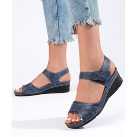 Sandalias de mujer azules con velcro. 3