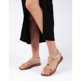 Sandalias planas brillo plata 3