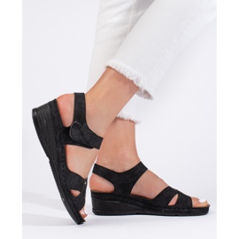 Sandalias cuña mujer velcro negras negro 1 Sandalias cuña mujer velcro negras negro 1