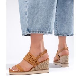 Sandalias cuña mujer marrones marrón 1
