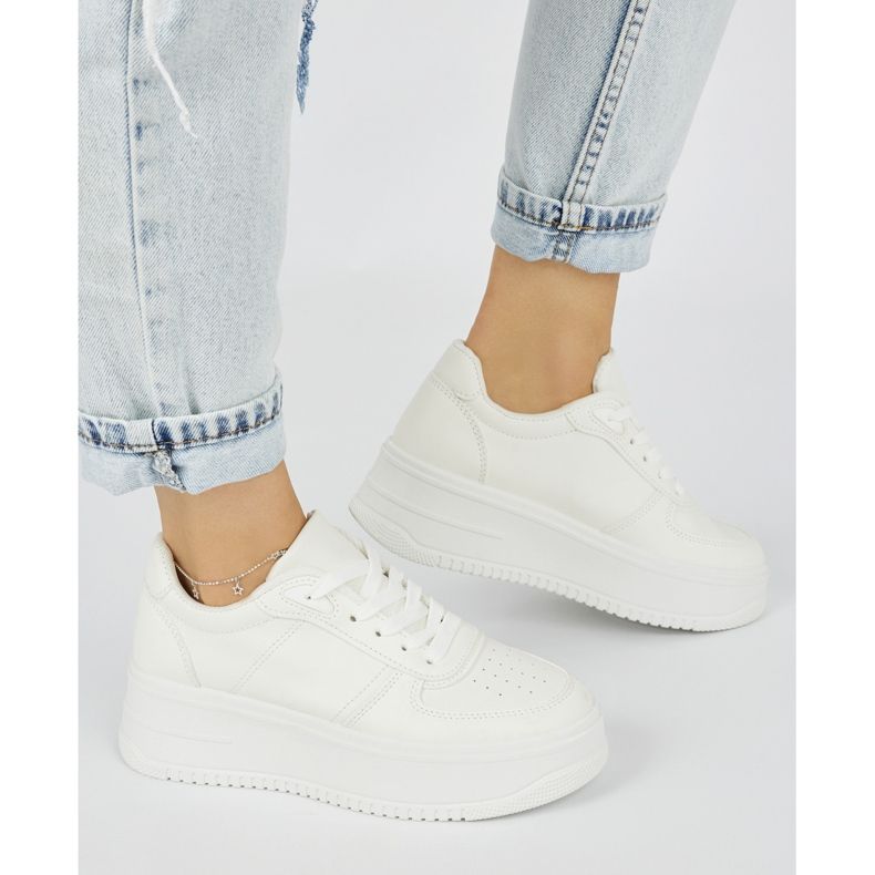 Deportivas plataforma mujer blancas blanco 1