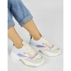 Deportivas de mujer multicolores con suela gruesa. beige 1