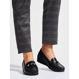 Mocasines negros calados con cuña baja 1