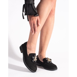 Mocasines de mujer de ante negro con osito 3