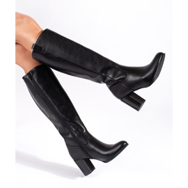 Botas de tacón de mujer clásicas de piel negras de Sergio Leone negro 3