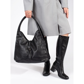 Botas de tacón de mujer clásicas de piel negras de Sergio Leone negro 2