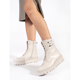 Seastar Botas beige con cordones en la plataforma. 1