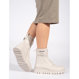 Seastar Botas beige con cordones en la plataforma. 3