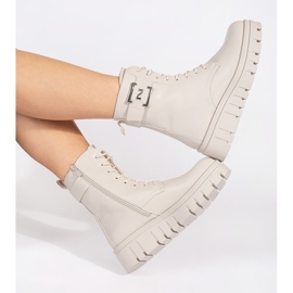 Seastar Botas beige con cordones en la plataforma. 4