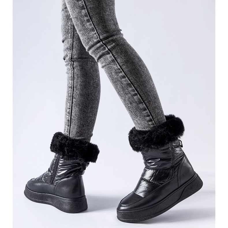 Botas de nieve aislantes negras con pelo Oliver negro 1